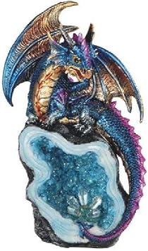GSC 71802 8.25 Inch Dragon Figurine Blue with Crystal