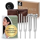 Resonance Tuning Fork for Healing Set – 128Hz, 136.1Hz, 256Hz, 384Hz for Stress Relief, Sleep, Chakra Balance and Nervous System Reset | Activator + Pouch | Weighted & Unweighted