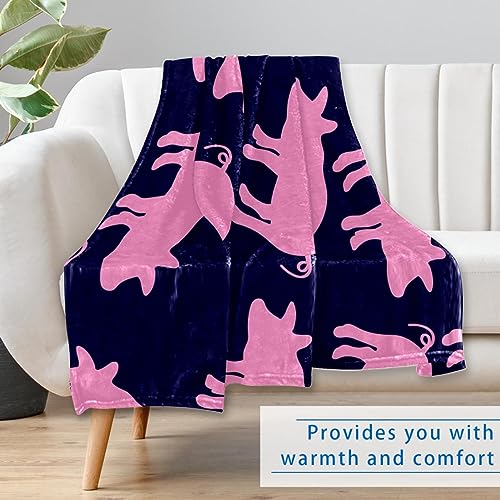 Couverture silhouette de cochon rose 150x100 cm douce pour lit