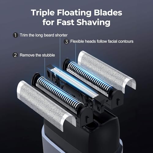 Image of Vega Professional Mighty Mini Foil Hair Shaver for Men, Portable Mini Electric Shaver with Triple Floating Bladees, Hair & Beard Shaver Trimmer for Men, 180 Min Runtime, Type-C Charging, VPVFS-02