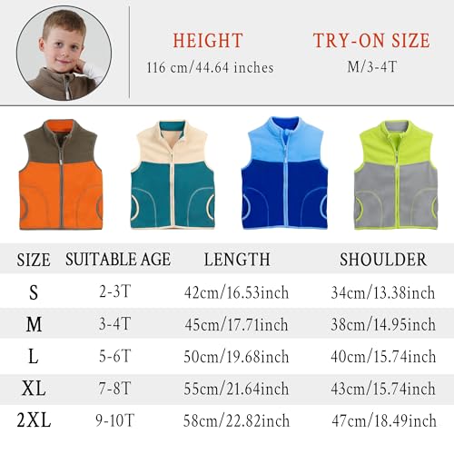 FIRITHYC Jungen-und Kleinkinder-Polarfleece-Weste mit Reißverschluss Sleeveless Warme Winter-/Herbst-Dickfutter-Weste mit Taschen