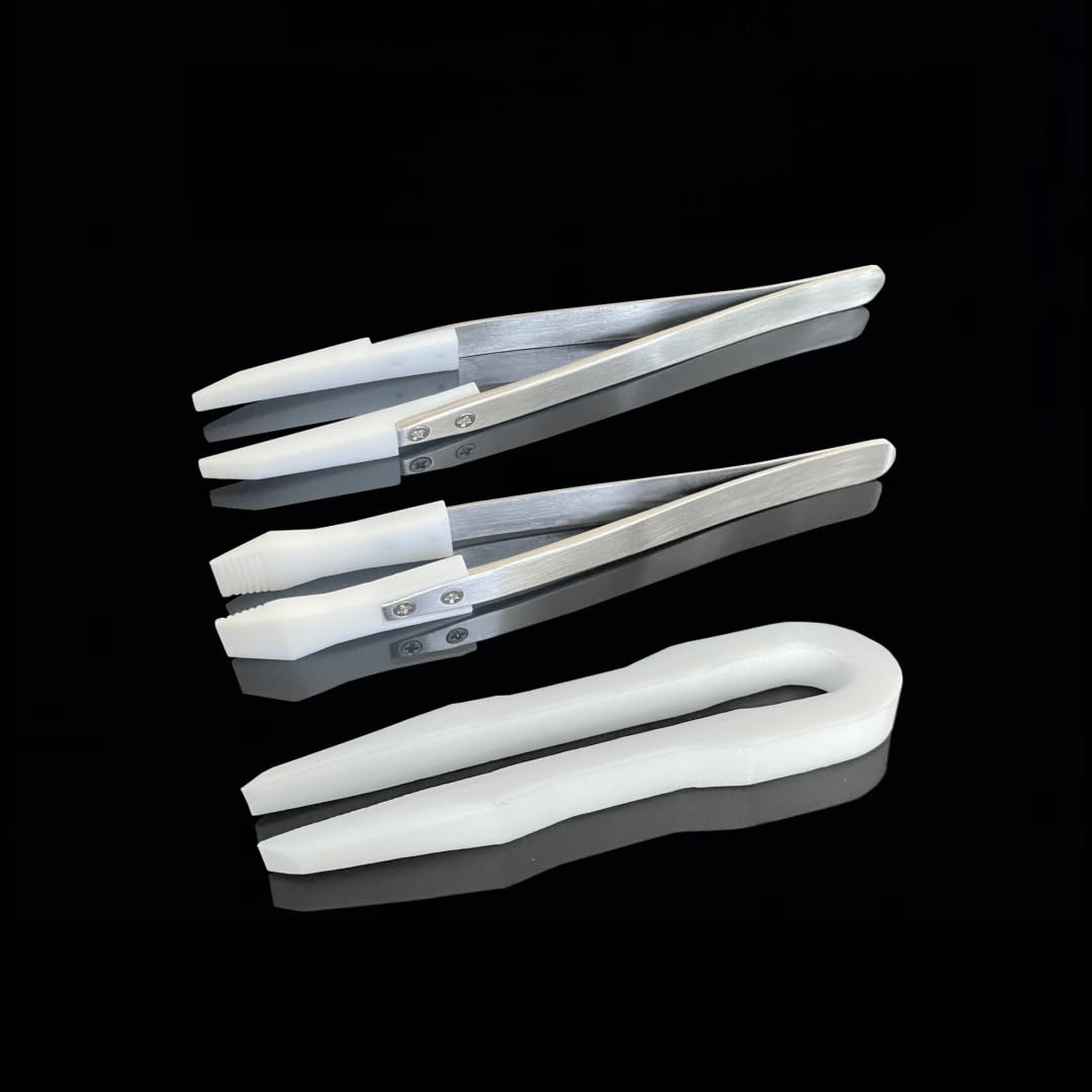 High-Temperature Resistant PTFE Tweezers - Stainless Steel PEFT Forceps 1pcs(Tooth Profile 100mm)