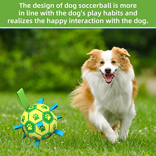 image for QDAN Dog Toys Soccer Ball, Dog Tug Toy, Water Toy, Durable Balls for S