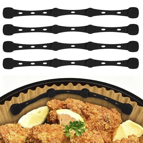 Pietuley Air Fryer Magnets for Parchment Paper 4PCS Air Fryer Accessories 17.5cm Long Heat-Resistant Air Fryer Silicone Magnet Clips Prevent Paper from Burning Food Covers Fits All Basket Models