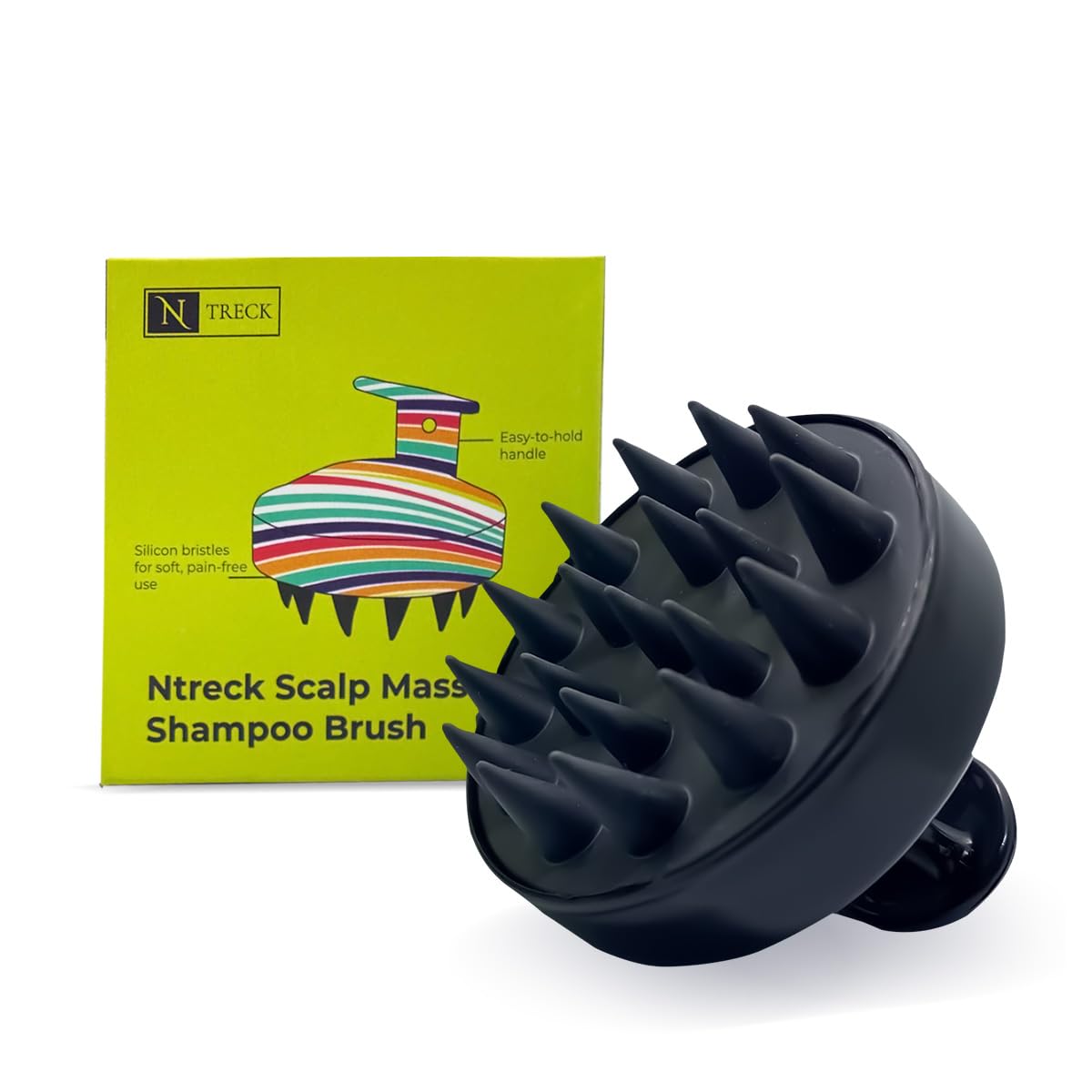 N Treck Scalp Massager for Hair Growth | Gentle Silicone Bristles for Hair Massager, Hair Scalp Scrubber, Scalp Exfoliator, Dandruff Removal, Prevents Hair Loss For Men, Women – Pack of 1, Black (B0D9R3P483) Amazon Price History, Amazon Price Tracker