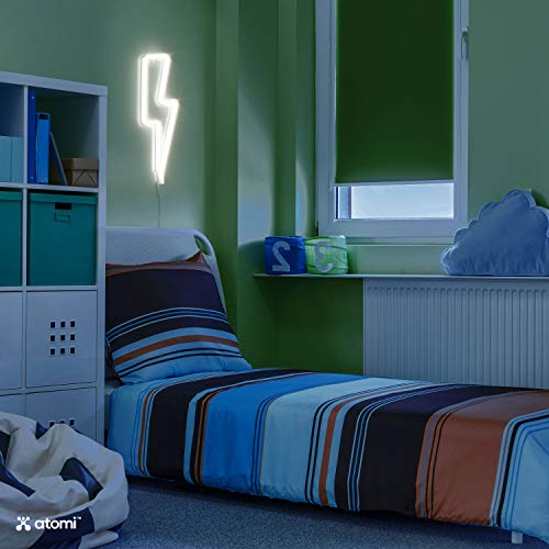 Image of Atomi Smart Neon LED Light I Decorative Wall Art for Bedrooms, Bars & DIY Designs I USB Powered, 10 ft Cord - Bolt- White