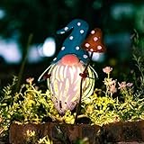 Dreamskip Solar Garden Outdoor Statues Decor, Metal Gnomes Solar Decorations Outdoor Figurine Lights, Solar Lantern Waterproof for Outside, Patio, Yard, Table, Porch, Lawn, Pathway