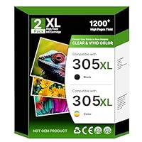 NewLift 305 305 XL Cartuccia d’inchiostro Compatibili con HP 305XL per Cartucce HP Deskjet 2820e 4220e 2810e 2800e, per Envy 6000 6020e 6032e 6420e 6032 6020 (Nero, Colore,2-pack)