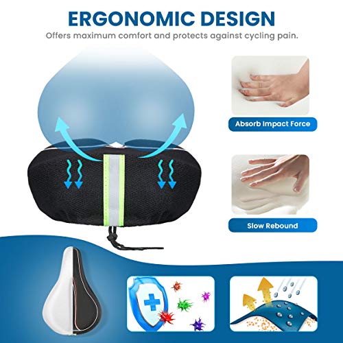 image for SGODDE Bike Seat Bicycle Saddle Cover, Most Comfortable Memory Foam Bi