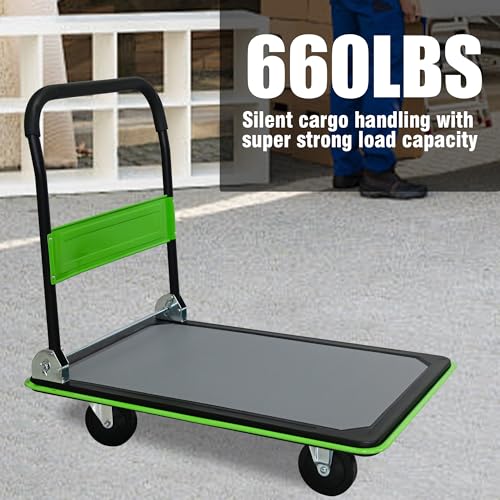 Carretilla plataforma plegable capacidad 660 lbs verde miniatura 3