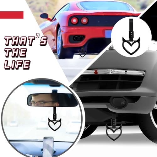 Image of 4 Pieces Heart Handle Keychains Car Accessory Heart Hand Strap Drift Charm for Car Interior Exterior Decoration(Black,Devil)