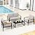 IDEALHOUSE Aluminum Patio Furniture Set,4 Piece Modern Outdoor Conversation Sets with 4 inch Cushion & Tempered Glass Table Outside Furniture Sets Light Grey