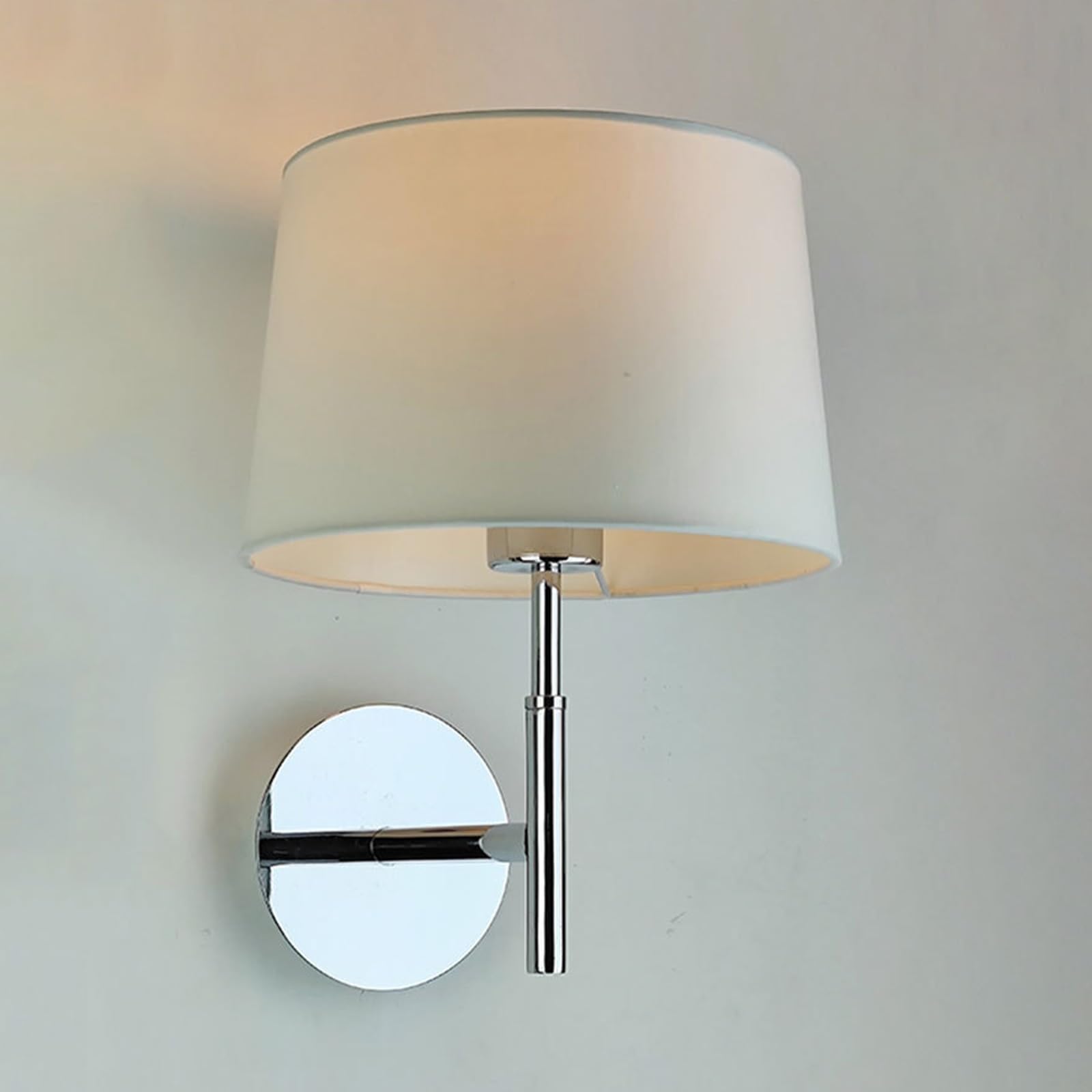 SXWNBIFH Vintage 1-Lights Wall Sconces with Fabric Fabric Lampshade, Metal Bathroom Vanity Lights Fixture in Chrome Finish, Indoor Wall Lamps for Bedroom Living Room Hallway Stairway