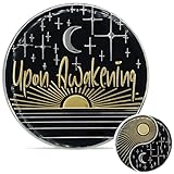 The Token Shop Upon Awakening Sobriety Chip AA Coin Recovery Gift Affirmation Token, Sun and Moon Yin Yang Gold Plated Medallion, 34 x 3mm Thick, Inspirational Sober Gifts for Women and Men