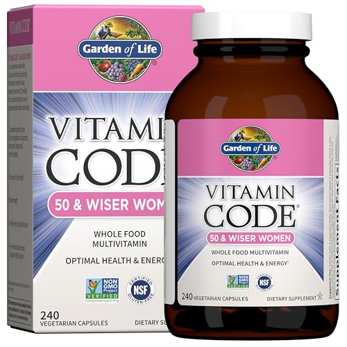 Garden of Life Vitamin Code Multivitamin for Women 50 & Over, B Vitamins, A, C, D3, E & K, CoQ10, Probiotics & Enzymes, for Women 50 Plus, 240 Capsules