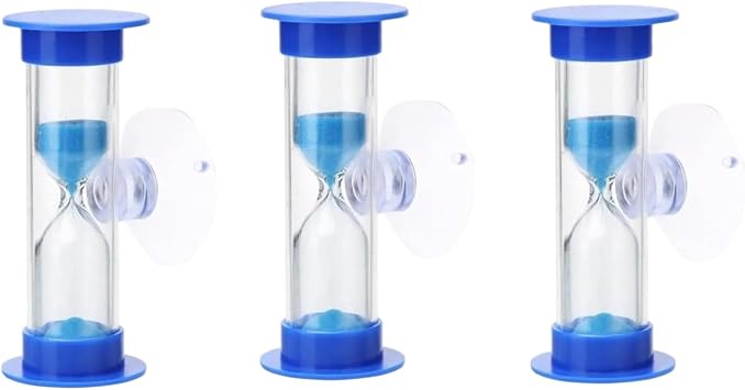 3Pcs Blue Toothbrush Timer for 2mins Sand Clock Timer 2 Minute Sand Timer, Plastic Suction Cup Hourglass Sandglass Desktop Ornament Party Favors, Timers, Decorations