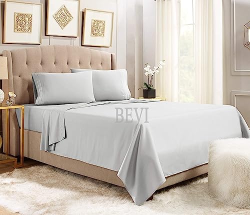 Image of BEVI - Home Premium Solid Plain Single Bedsheet with 1 Pillow Cover 300 TC Microfiber for Single Bed | Size (60 inch x 90 inch) Light Grey