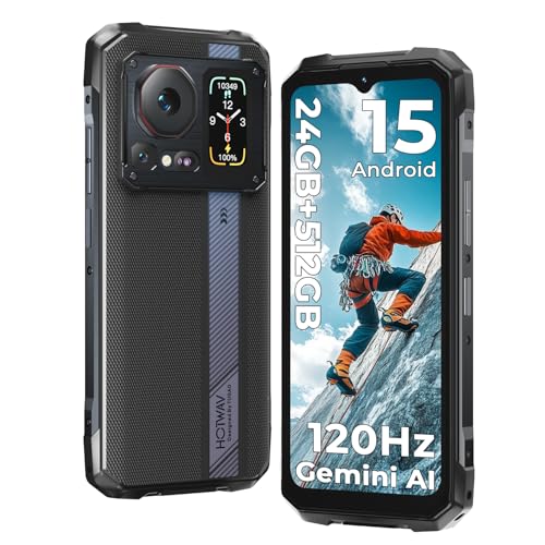 HOTWAV Cyber 16 Pro Android 15 Téléphone Incassable,24Go + 512Go/TF 2To 6280mAh 33W,téléphone Chantier,6.6