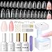 PEACECOLOR Unghie Finte, 240 Pezzi Tip Unghie Corte Mandorla & Medie Mandorla e Mini Lampada, Nude Rosa Semipermanente Unghie Top Coat Colla per Unghie Nail Art Principiante immagine