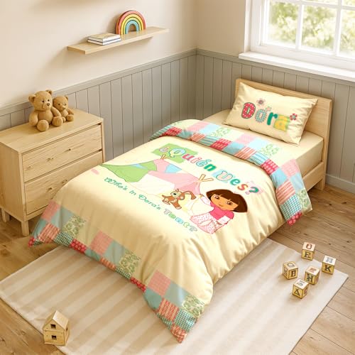 Image of Sassoon Dora (Tent) Digital Printed, Cotton Single Bedsheet, 300 TC, 1 Pillow Cover, Fade Resistant, Bedsheet for Kid's Bedroom, (1.50m X 2.35m)