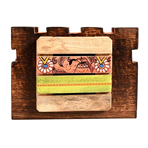 Image of AAKRITI ART CREATIONS Madhubani Art Wooden Magazine Holder | Hand-Painted & Mango Wood | Magazine Holder & Storage Decor For Hall | Magazine Holder For Bedroom, Living Room, and Entryway
