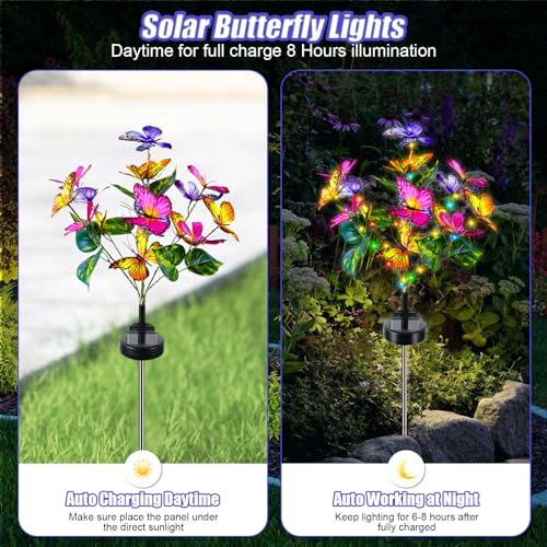 Butterfly Solar Lights, 2 Pack Outdoor Decoration, Women's Gifts with 2 Lighting Modes - Image 4