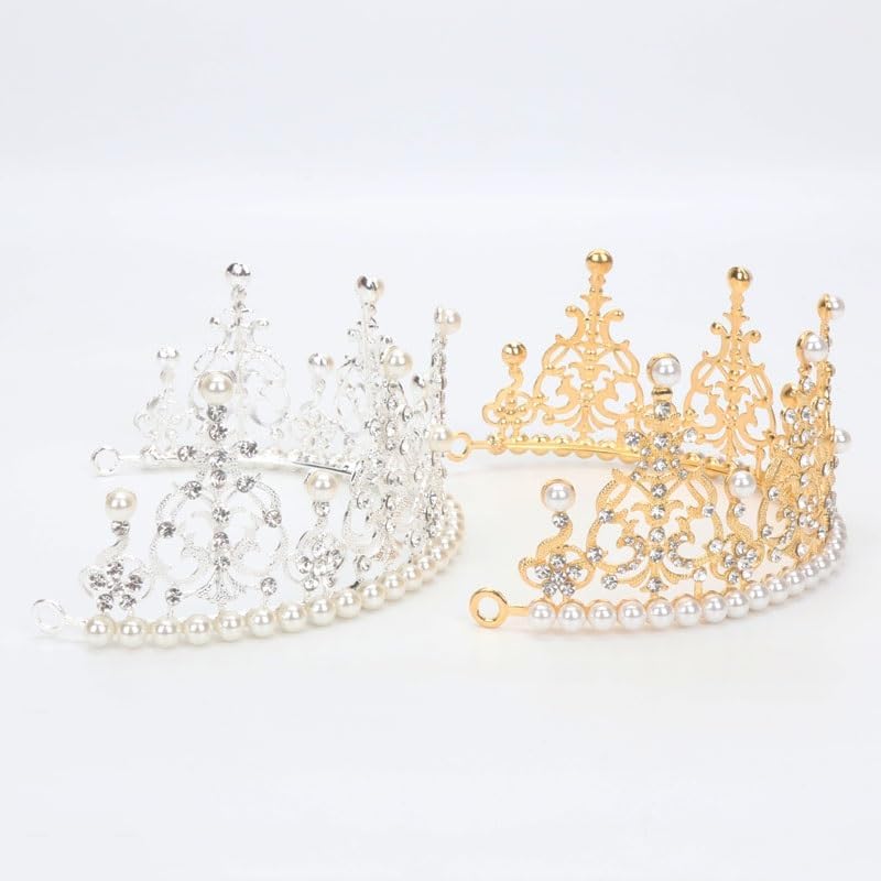 Buon Compleanno Crystal Diamonds Pearl Crown Cake Toppers Wedding Christment Battesimo Battesimo Birthday Cake Decorating Strumenti Decorazione Torta Forniture Torte impreziosite
