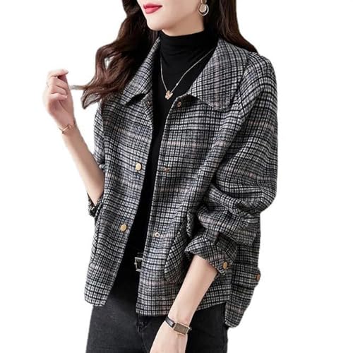 Trench Coat Women Plaid Single Breasted Coat Lapel Pea Coat Plus Size Wool Blend Coats Dressy Casual Jackets2