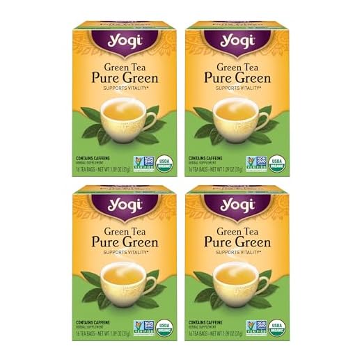 Yogi Tea - Green Tea Pure Green (4 Pack) - Supports Vitality - Great as Hot or Iced Tea - 64 Tea Bags