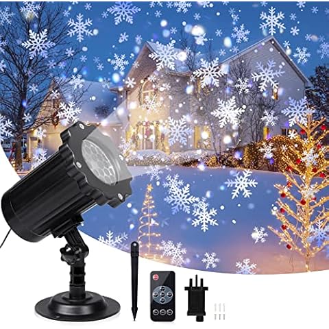 Christmas Projector Lights Outdoor, LED Snowflake Projector with Remote Control, Waterproof Xmas Projector Outdoor Snow Fall Projector, Indoor Outdoor Decorations for Christmas Gift Party Halloween Cover