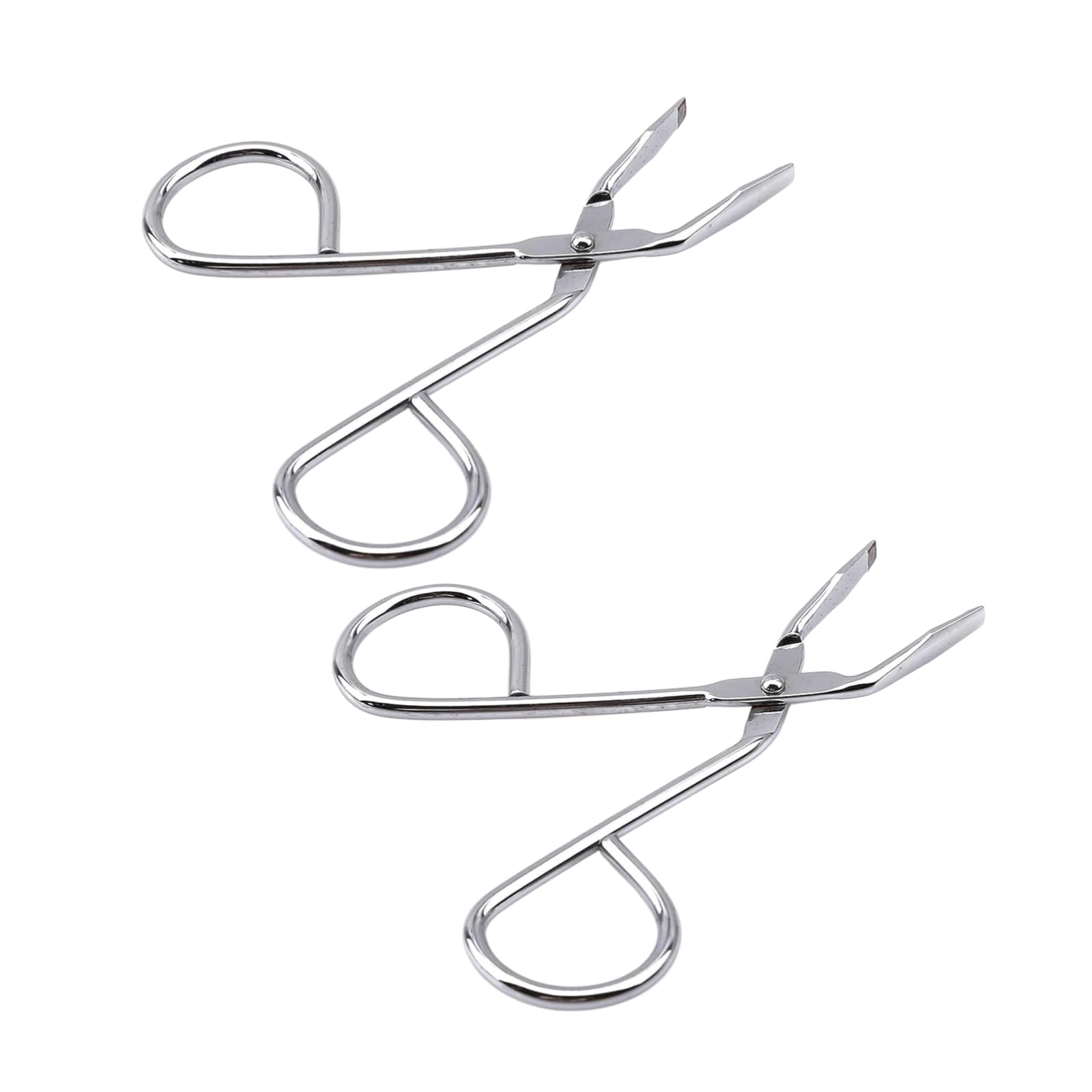 Mooff Silver 2Pcs Stainless Steel Eyebrow Scissors Tweezers,Elbow Pliers Clip Scissors,Flat Tip Hair Plucker Hair Removal Tweezers, Shave And Hair Removal