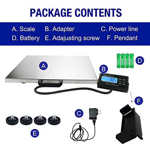 Charmline Large 660 Lb Shipping Scale, 21 X 17 In Platform Digital Livestock Scale Stainless Steel, Powered By Battery Or Ac Adapter, Suitable For Factory, Agriculture, Moving, Office, Pet Weighing… #TOP6