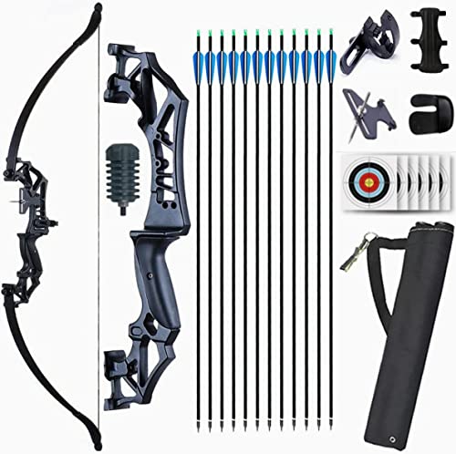 Bztang 51" Bow And Arrow For Adults Archery Recurve Bow Takedown Straight Bow Hunting Longbow With Arrows Quiver Metal Riser Right Hand For Target Shooting Practice (40Lbs, Black) #TOP5