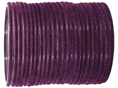 NMII Glass Velvet Bangles Set For Women and Girls | Plain Glass Bangles | Velvet Chudi | Simple Bangles For Women | Kaanch ki Chudi | Stylish Glass bangles- Set of 24, (Glass Velvet-Purple-2.6)