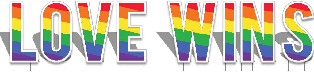 VictoryStore Yard Decorations: Love Wins Letters Yard Card 8pcs Includes Stakes | LGBTQ Rainbow Party Yard Decorations | Great for Pride Month!