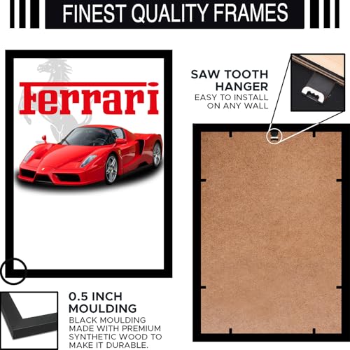 Image of BLINKART Ferrari SF90 Stradale CarFramed Posters Gift Items Boys Room Wall Decoration Bedroom Office Studio Synthetic Wood Frame & Acrylic Glass Ready to Hang - 12x8 Inch, (A4 Size) - CAR-037