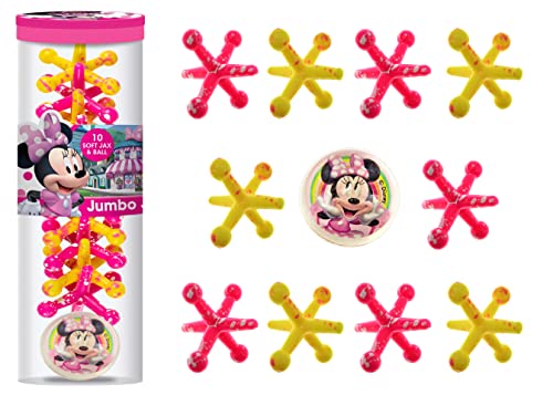 Disney Big Jacks Toy Set Fidget Toy Mickey, Minnie & Princess, Kids Large Jax Classic Games. Party Stocking Stuffer Table Game for Kids Jacks with Bouncy Ball Pinata Filler A-7804-1