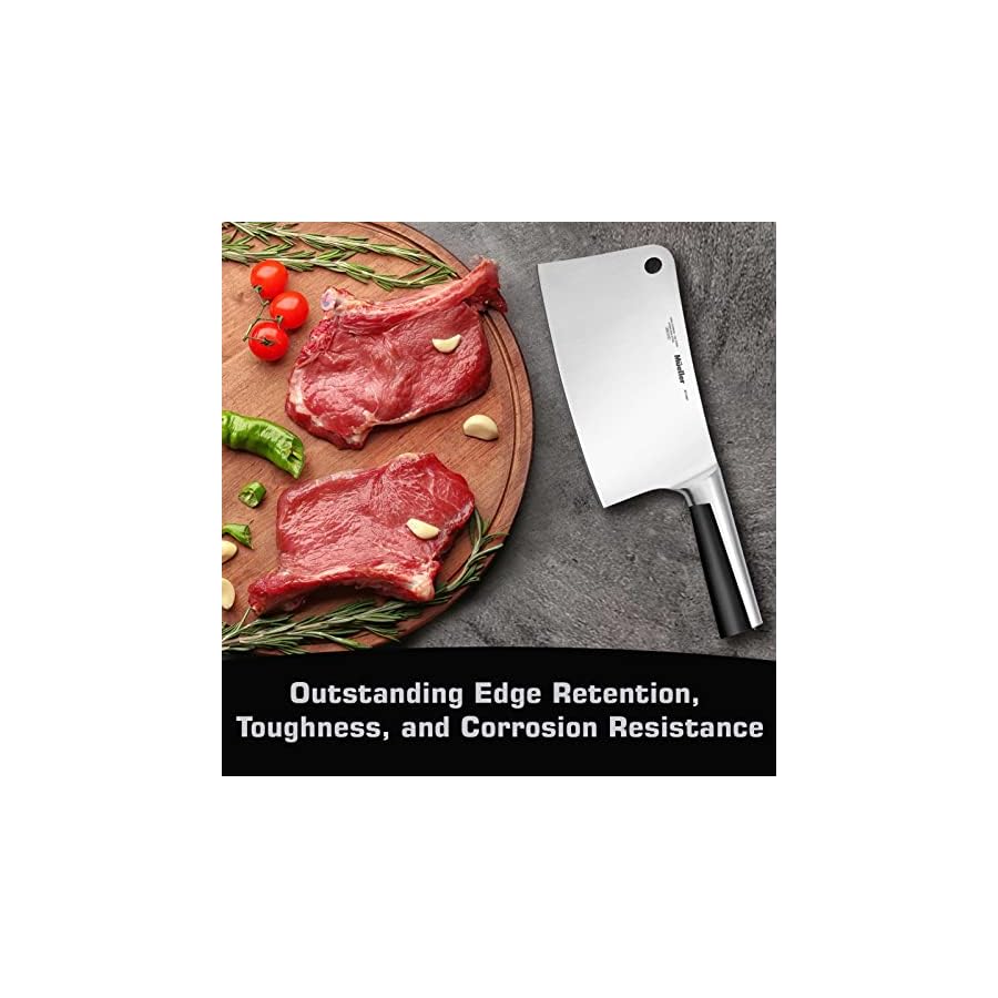 7-inch Meat Cleaver Knife, Stainless Steel Professional Butcher Chopper, Stainless Steel Handle, Heavy Duty Blade for Home Kitchen and Restaurant, Christmas Gifts for Him