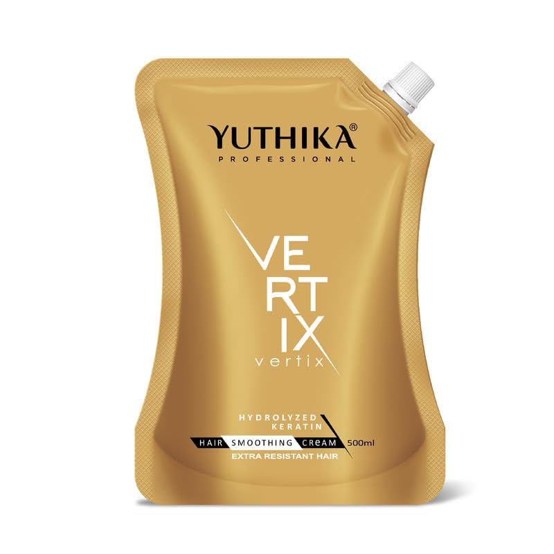 Image of Yuthika Professional Vertix Hair Smoothening & Straightening Cream | Hydrolyzed Keratin | For Extra Resistant Hair 500ml - Keratin Treatment Cream, Deeply Softens, Long Lasting Straightening Results