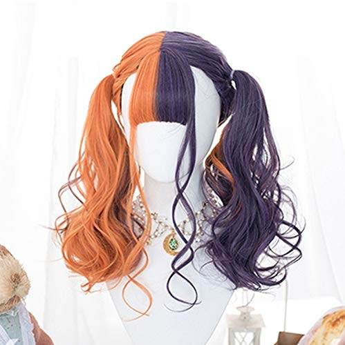 Wig Lolita 60cm Long Curly Orange Mixed Purple Half Ombre Bangs Cute Party Synthetic Hair Cosplay Wig Mjzcuican Color Wavy Wig With Clips Stretched Length 24inches Amazon Ae Beauty