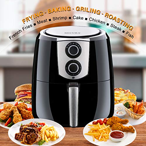 Secura Air Fryer Xl 5.5 Quart 1800-Watt Electric Hot Air Fryers Extra Large Oven Nonstick Cooker For Healthy Oil-Free Low Fat Cooking With Automatic Timer And Temperature Control, Bonus Food Divider #TOP2