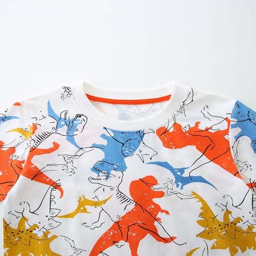 Image of LMYOVE Toddler Boy Short Set Little Boy Clothes Casual CrewNeck Short Sleeve T-Shirt and Short Sets Summer Beach Outfits(5T Dinosaur Print)