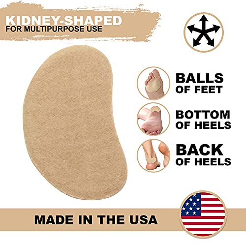 Image of Adhesive Moleskin for Feet - Blister Bandages Precut Kidney Metatarsal Pads - 3.5 inch - Callus, Heel, Corns, Blister Prevention, Shoe Friction - 10 Pairs (20 Pieces)