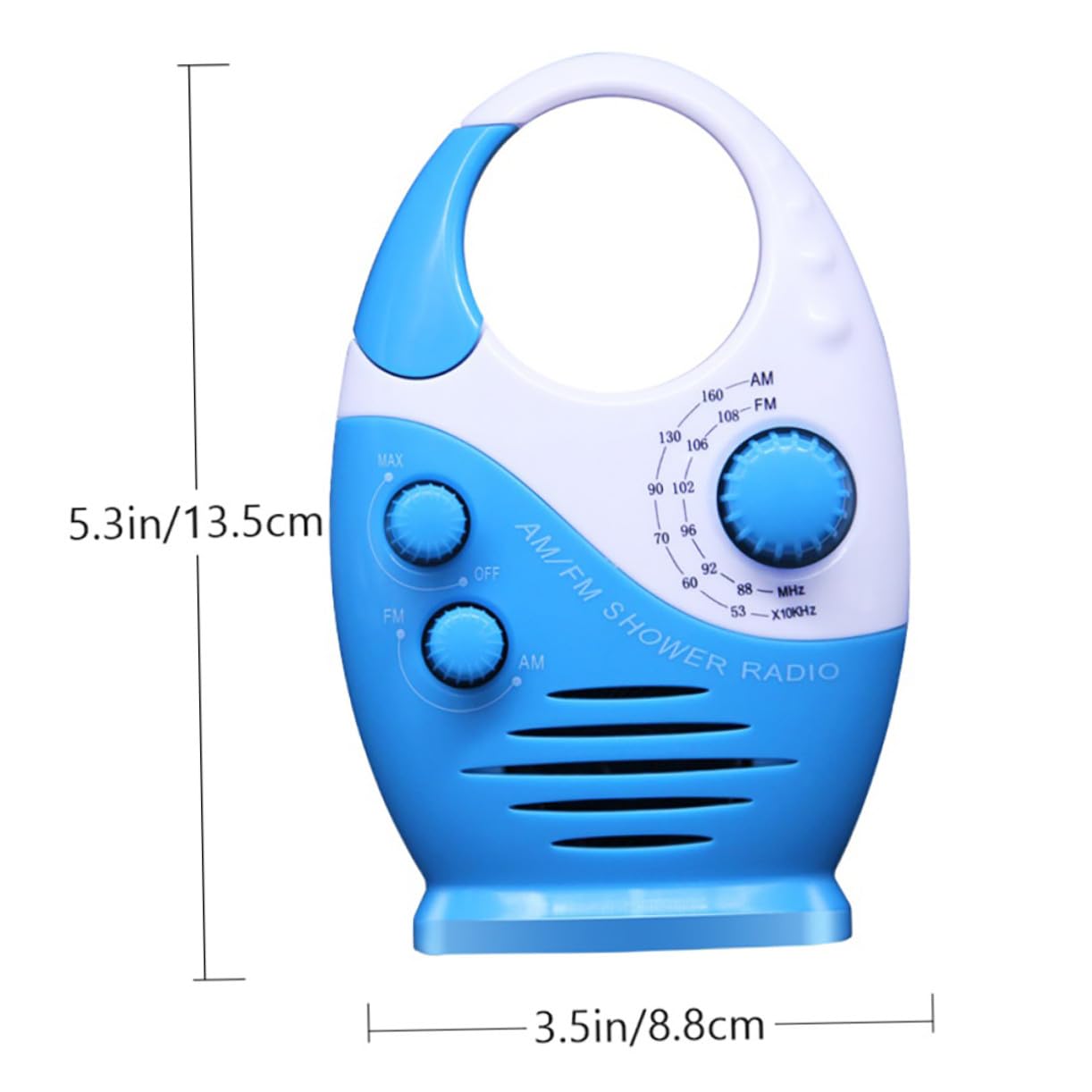 Radio de Ducha Portátil Am/FM Resistente al Agua, Altavoz ABS Azul