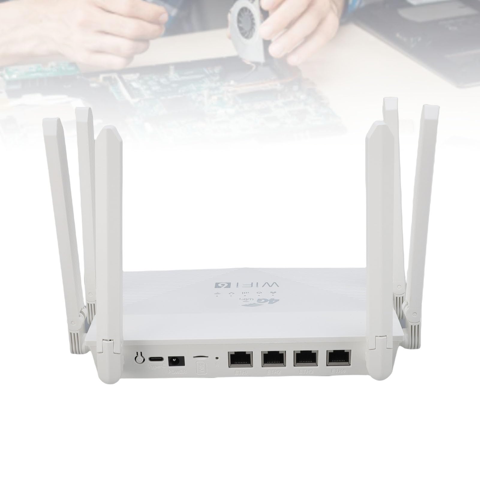 Pyhodi Router Wireless WiFi6, 4G CPE LTE 6 Antenne 300MBPS 6 Antenne Wireless Internet Router, Supporta Fino a 32 Dispositivi, 300㎡ Copertura con Slot della Scheda SIM per Viaggi
