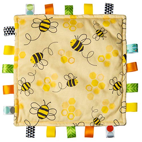 Image of Mary Meyer Taggies Lovey for Baby Security Blankets Original Comfy Blanket with Sensory Tags, 12 x 12-Inches, Bumble Bees