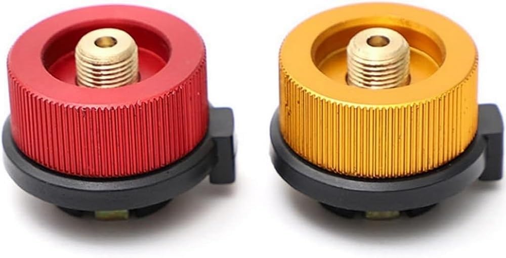 Khazna Gas Bottle Adaptor, Outdoor Hiking Camping Nozzle Bottle Convert Adapter Connector for Butane Canister to Screw Gas Cartridge, 2 Pcs