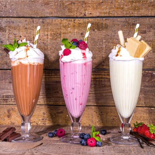 image for ALINK 100 White and Gold Striped Paper Straws, Biodegradable Disposabl