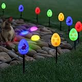 LOGUIDE 32ft Solar Easter Egg Lights String with Stake,15 Light up Led Easter Eggs for Garden/Yard,