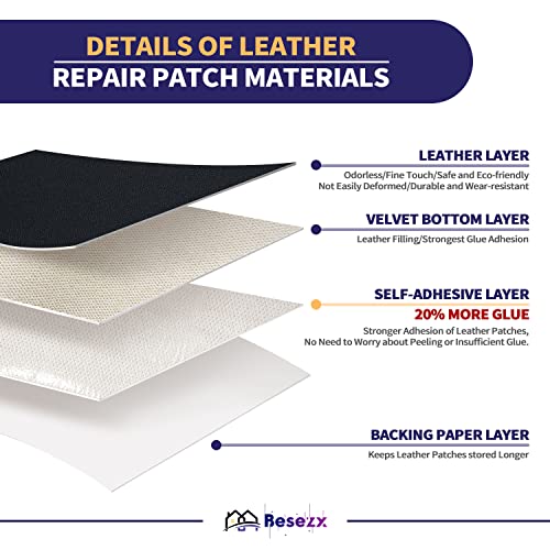 image for Besezx Leather Repair Patch Tape Kit, Self Adhesive Leather Repair for